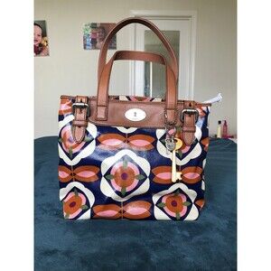 Fossil oilcloth keyper key.Per tote with floral design